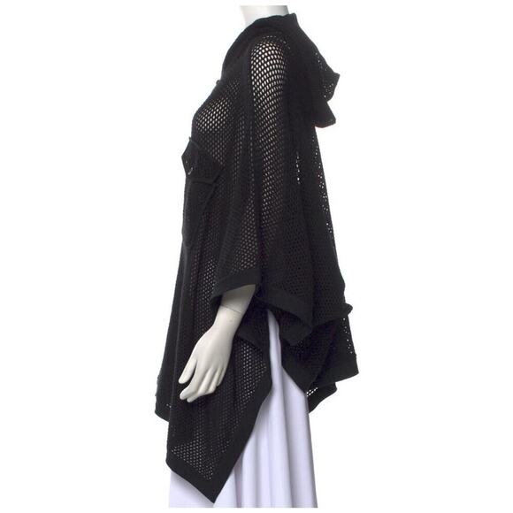 Ralph Lauren Collection Merino Wool Linen Mesh Poncho Cape Sweater Hooded Top S - Picture 6 of 8